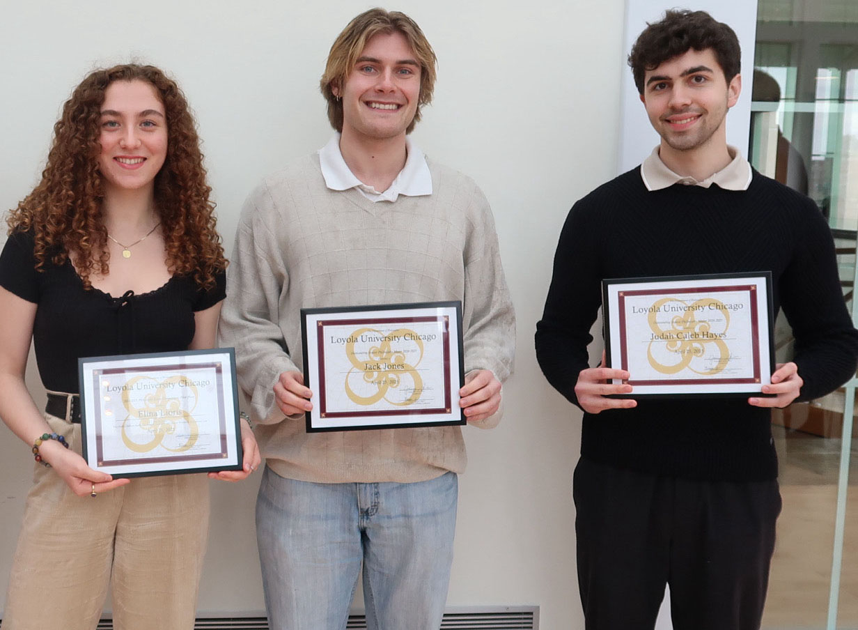 Philosophy undergraduate award winners pose with their certificates
